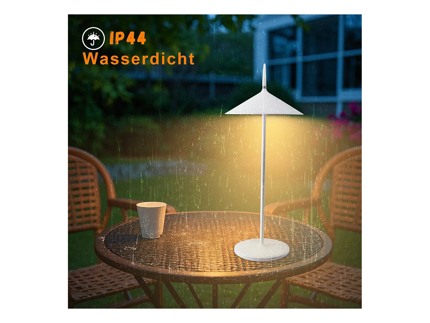 NETTLIFE Lampe de table à piles, lampe de chevet sans fil LED 1800mhA rechargeable tactile dimmable lampe de table d'extérieur moderne blanche IP44