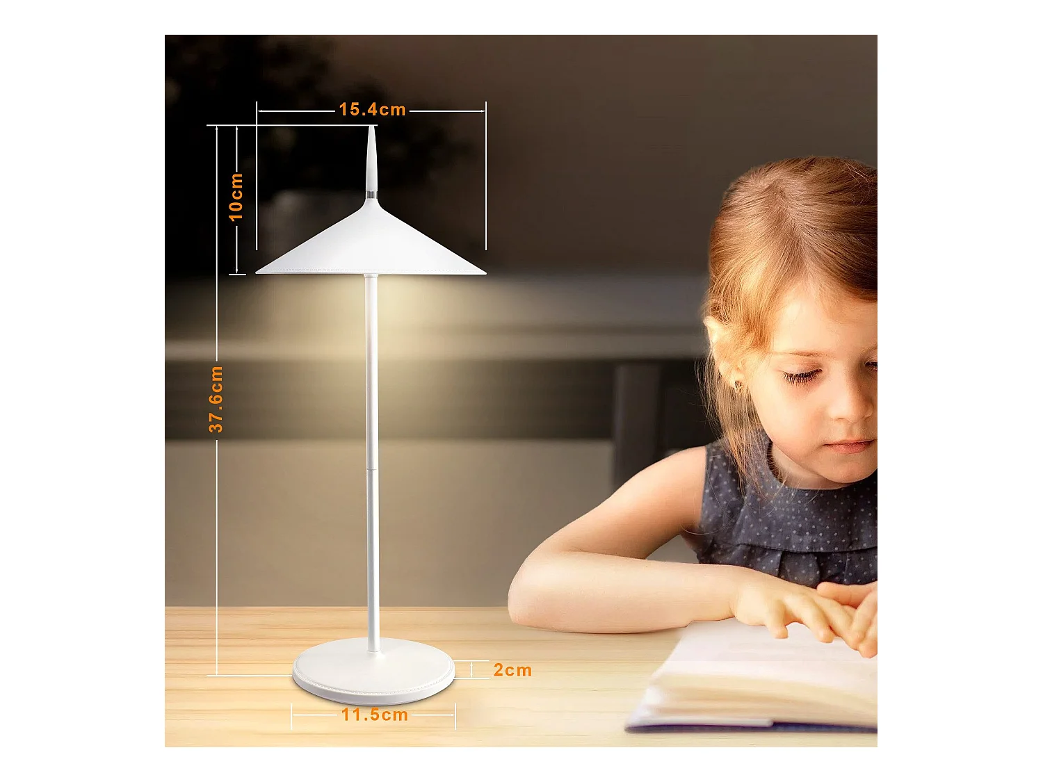 NETTLIFE Lampe de table à piles, lampe de chevet sans fil LED 1800mhA rechargeable tactile dimmable lampe de table d'extérieur moderne blanche IP44