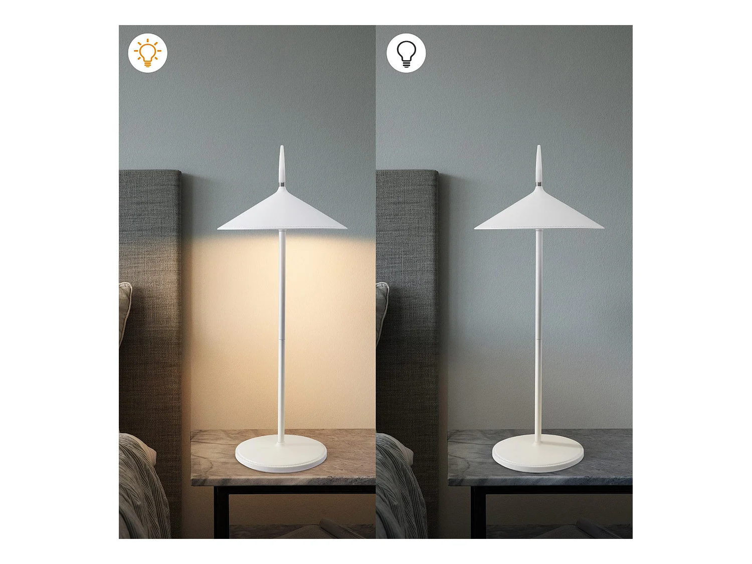 NETTLIFE Lampe de table à piles, lampe de chevet sans fil LED 1800mhA rechargeable tactile dimmable lampe de table d'extérieur moderne blanche IP44