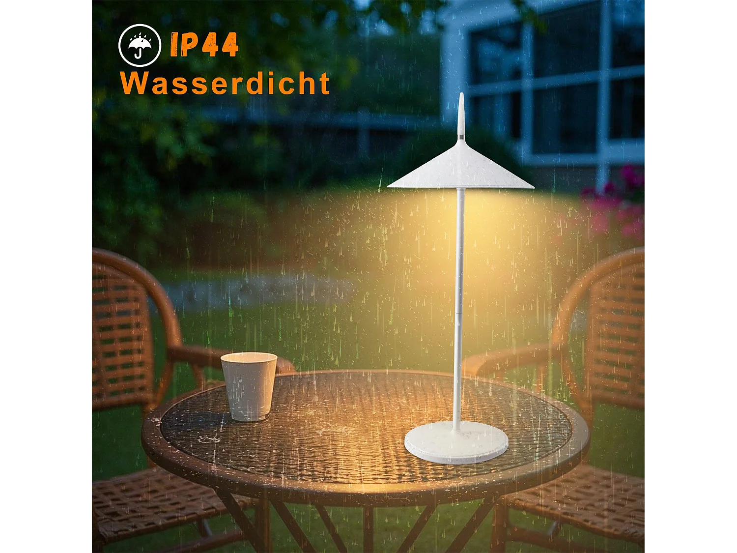 NETTLIFE Lampe de table à piles, lampe de chevet sans fil LED 1800mhA rechargeable tactile dimmable lampe de table d'extérieur moderne blanche IP44