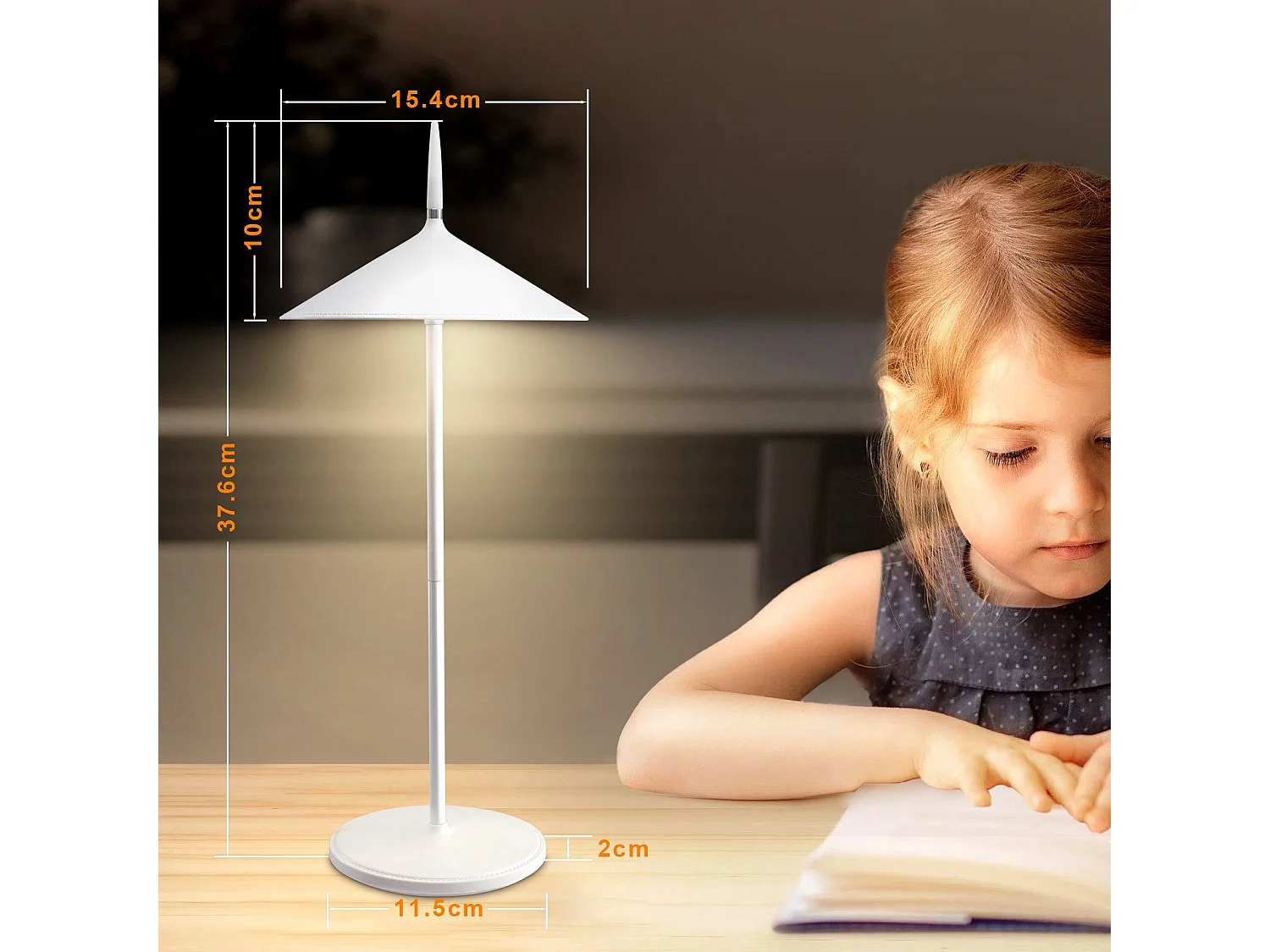 NETTLIFE Lampe de table à piles, lampe de chevet sans fil LED 1800mhA rechargeable tactile dimmable lampe de table d'extérieur moderne blanche IP44