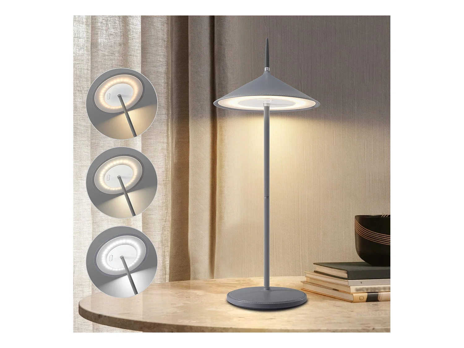 NETTLIFE Lampe de table sans fil, lampe de chevet LED, batterie 1800mhA, rechargeable, tactile, dimmable, moderne, IP44, avec USB