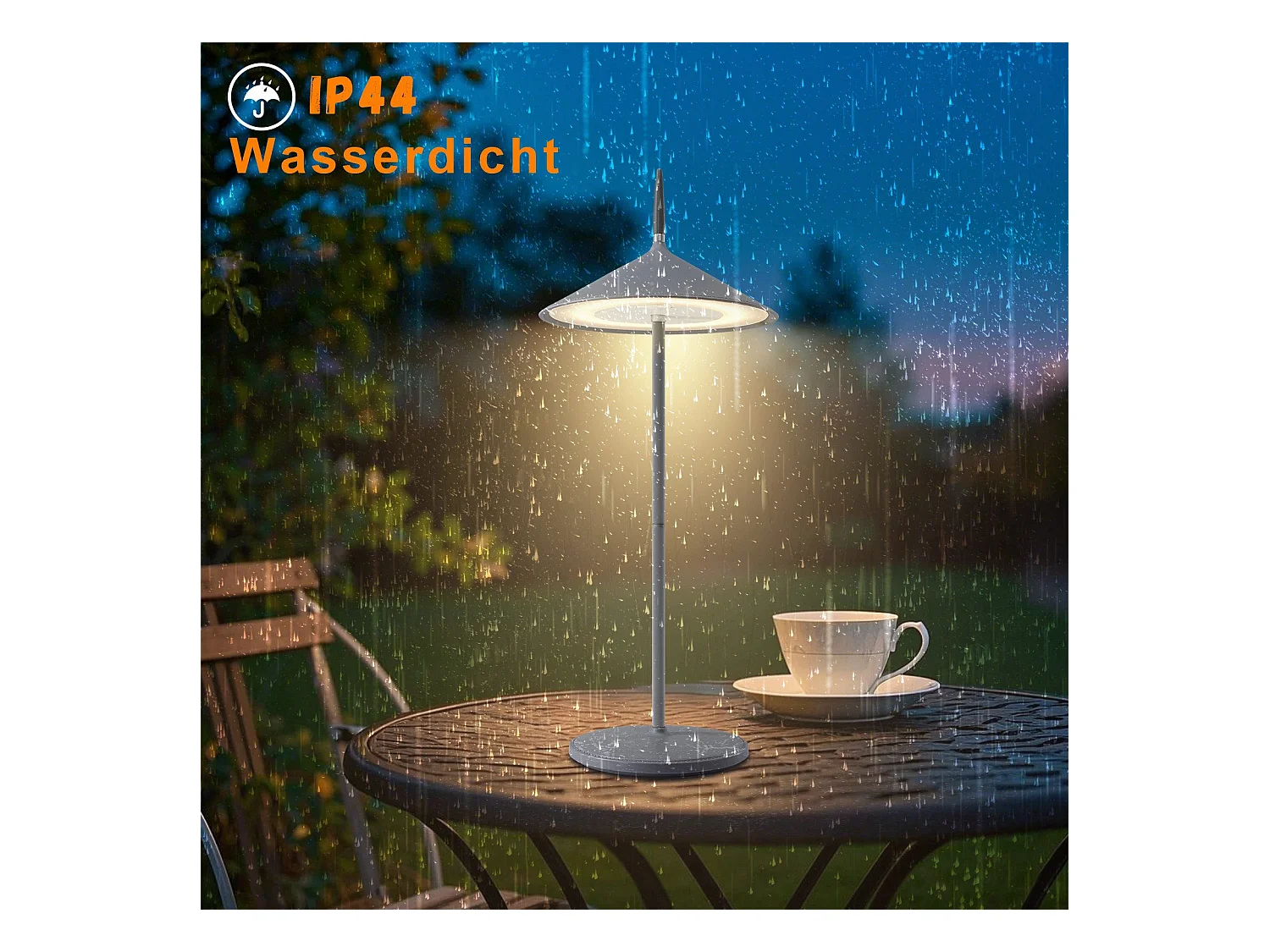 NETTLIFE Lampe de table sans fil, lampe de chevet LED, batterie 1800mhA, rechargeable, tactile, dimmable, moderne, IP44, avec USB