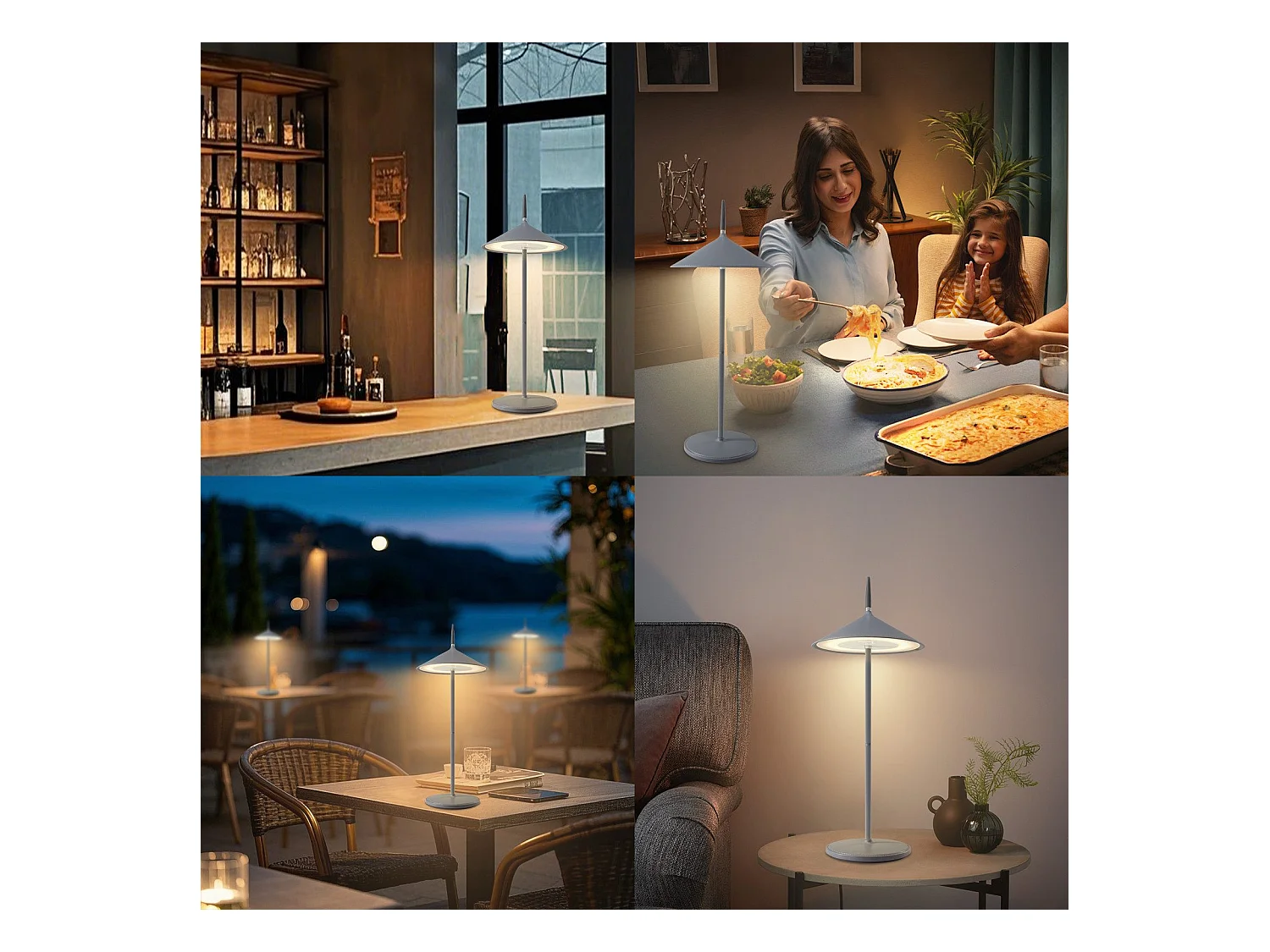 NETTLIFE Lampe de table sans fil, lampe de chevet LED, batterie 1800mhA, rechargeable, tactile, dimmable, moderne, IP44, avec USB