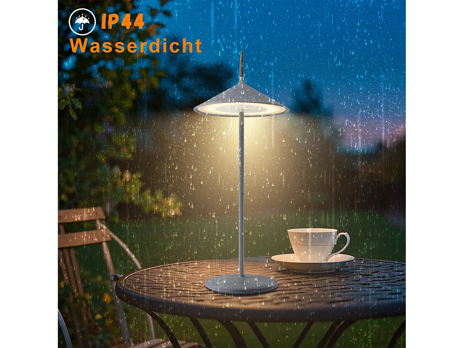 NETTLIFE Lampe de table sans fil, lampe de chevet LED, batterie 1800mhA, rechargeable, tactile, dimmable, moderne, IP44, avec USB