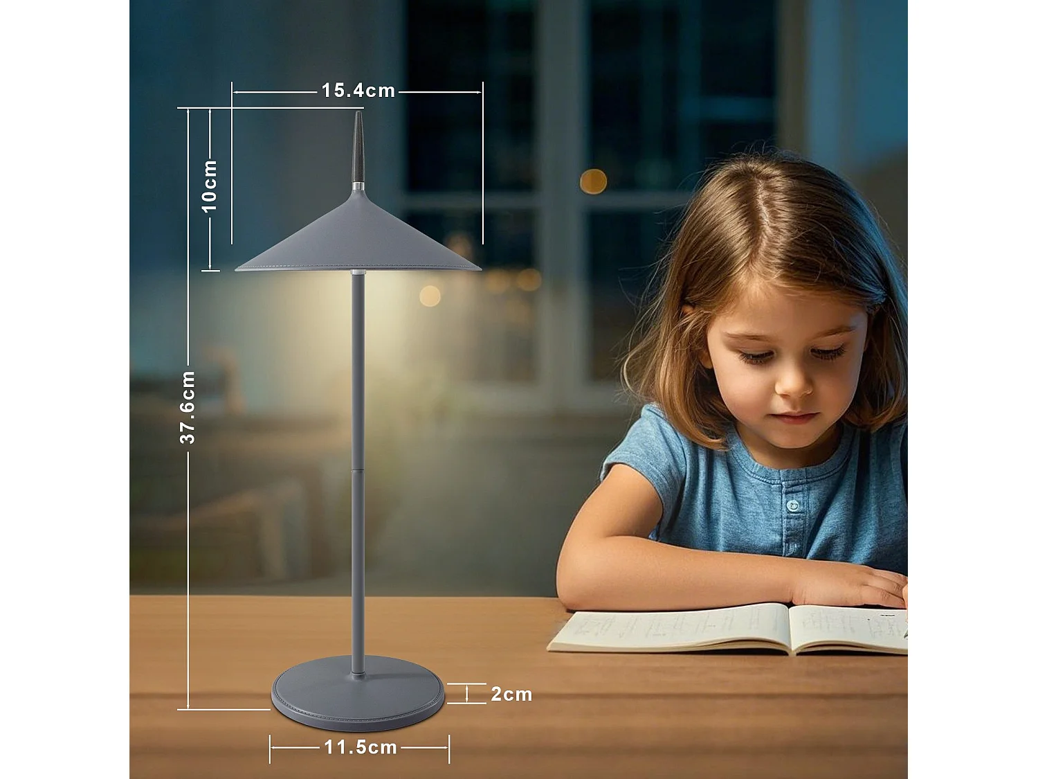 NETTLIFE Lampe de table sans fil, lampe de chevet LED, batterie 1800mhA, rechargeable, tactile, dimmable, moderne, IP44, avec USB
