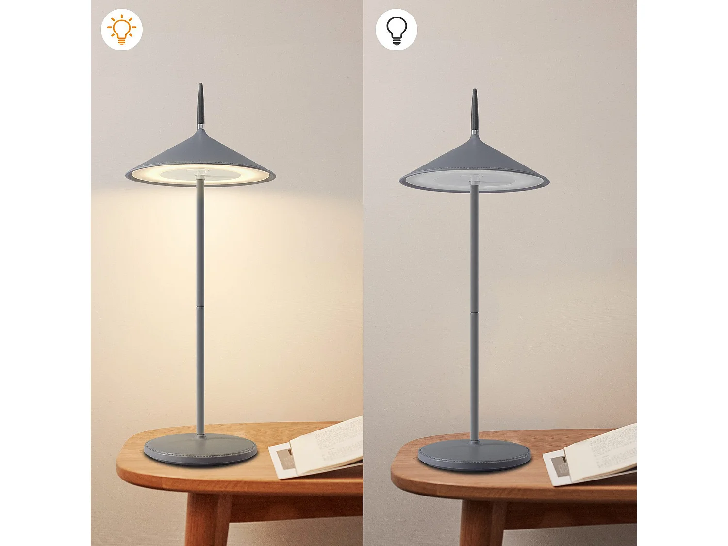 NETTLIFE Lampe de table sans fil, lampe de chevet LED, batterie 1800mhA, rechargeable, tactile, dimmable, moderne, IP44, avec USB