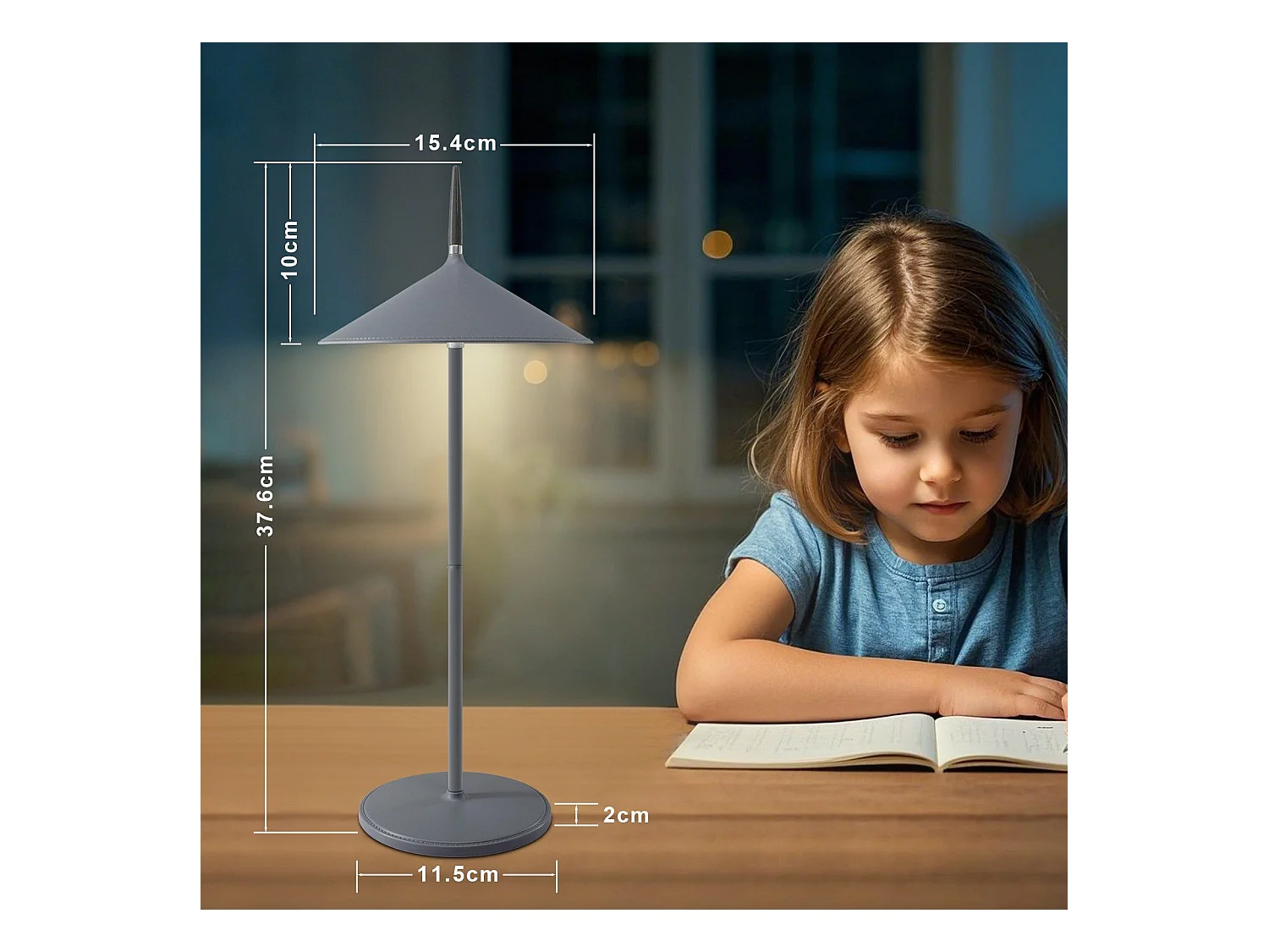 NETTLIFE Lampe de table sans fil lampe de chevet batterie lot de 2 lampes de table LED 1800mhA rechargeable tactile dimmable moderne gris IP44 USB