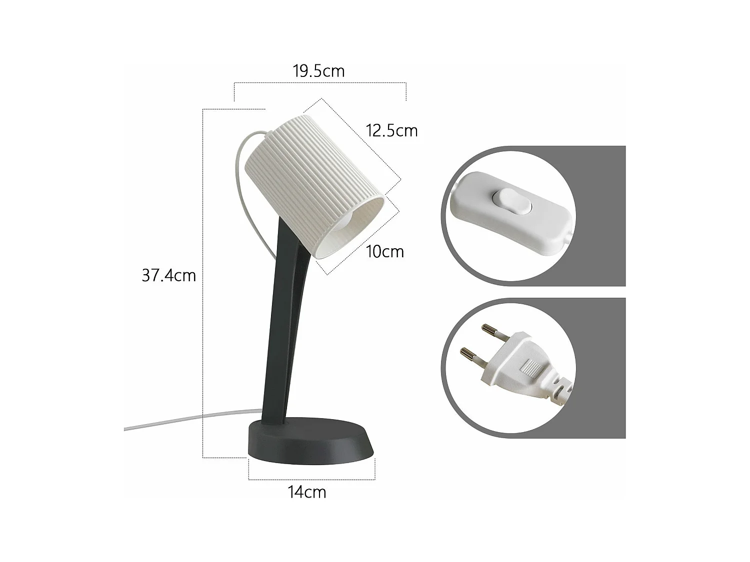 NETTLIFE Bedlamp, Woonkamer Tafellamp met Kabel - Set van 2 Moderne Kleine E14 Tafellampen