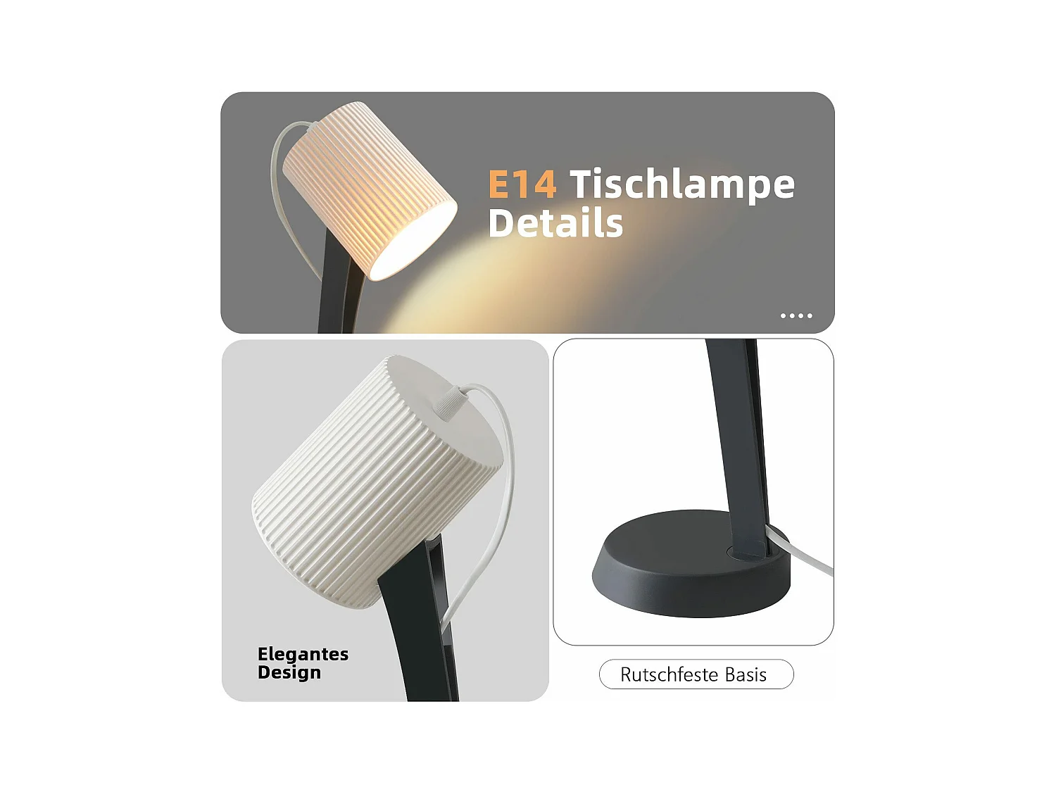 NETTLIFE Bedlamp, Woonkamer Tafellamp met Kabel - Set van 2 Moderne Kleine E14 Tafellampen