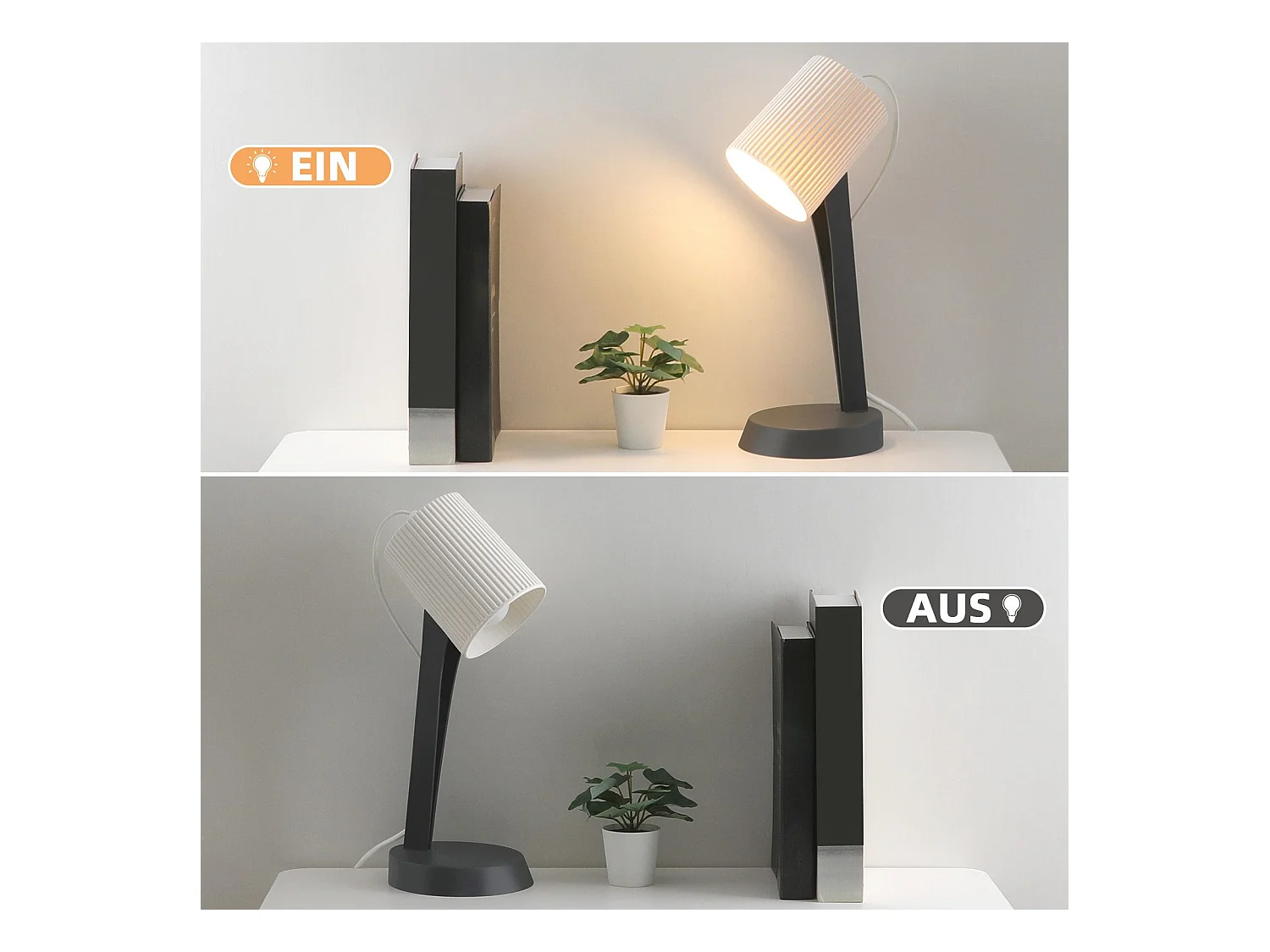NETTLIFE Bedlamp, Woonkamer Tafellamp met Kabel - Set van 2 Moderne Kleine E14 Tafellampen