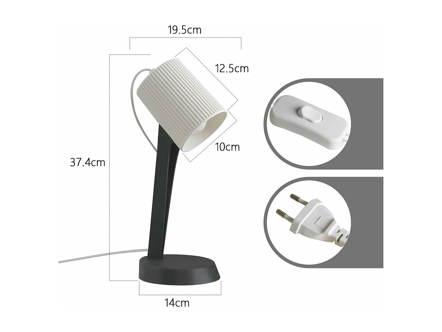 NETTLIFE Lampe de chevet, lampe de table de salon avec câble - lot de 2 petites lampes de table E14 modernes