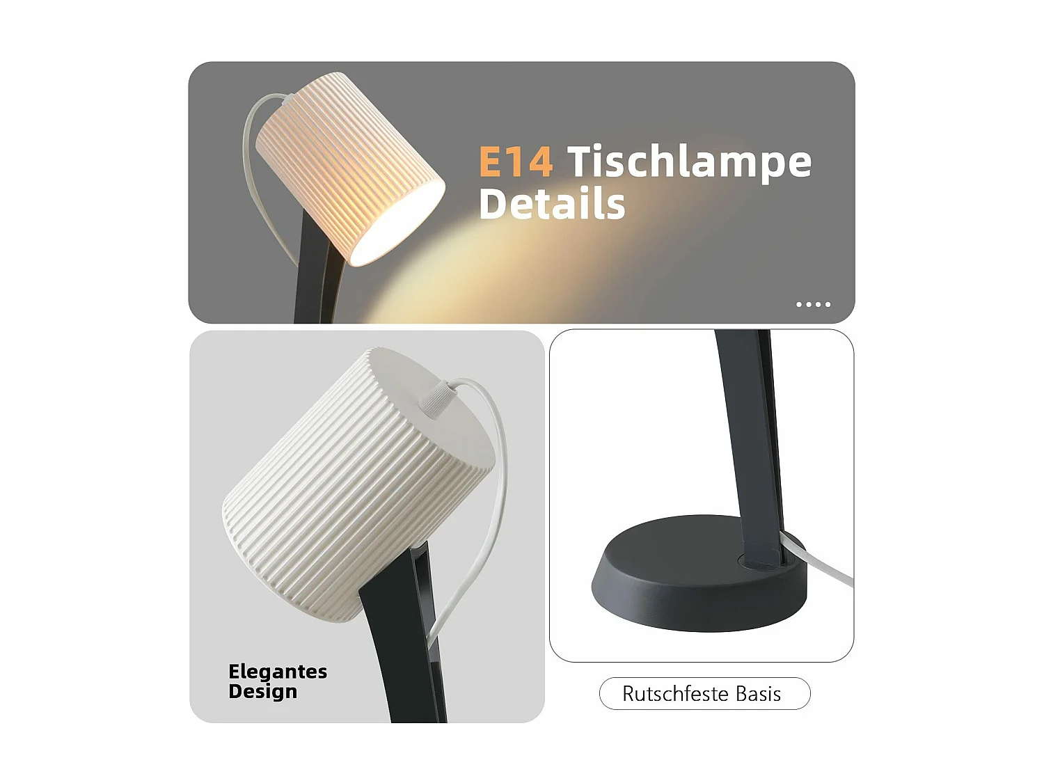 NETTLIFE Lampe de chevet, lampe de table de salon avec câble - lot de 2 petites lampes de table E14 modernes