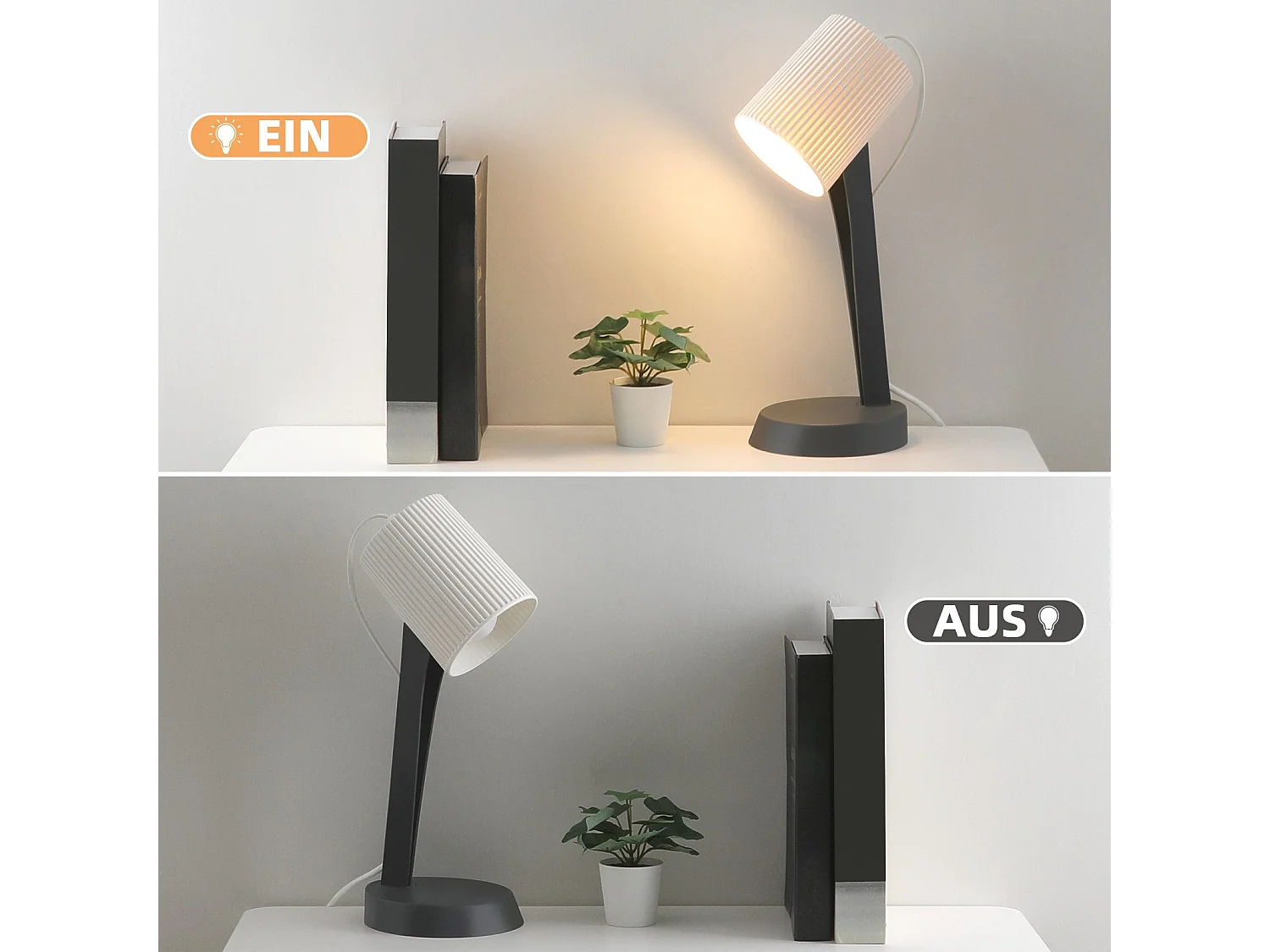 NETTLIFE Lampe de chevet, lampe de table de salon avec câble - lot de 2 petites lampes de table E14 modernes