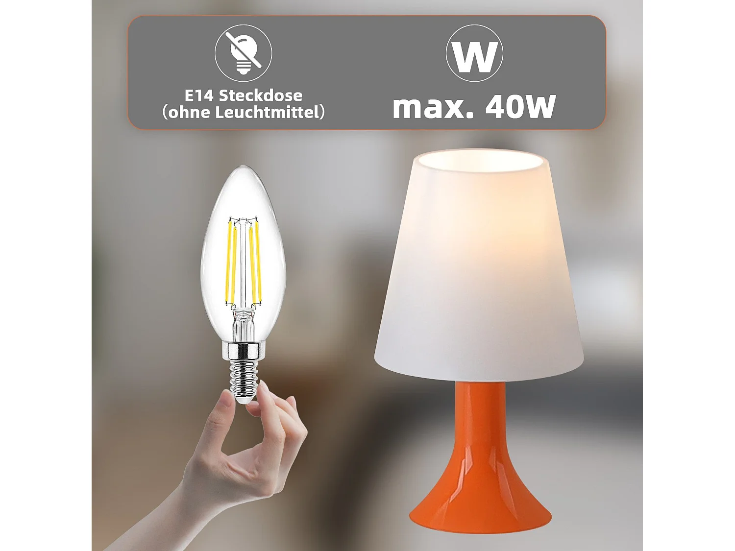 NETTLIFE Lampe de chevet lampe de table de salon avec câble - lampe de table lot de 2 petites lampes E14 orange moderne