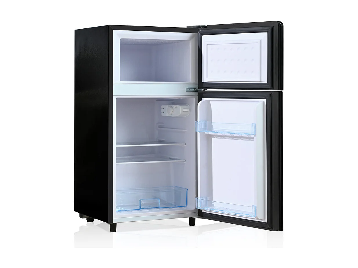 Réfrigérateur congélateur combiné 51 L+21 L, avec LED et 7 température, tiroirs transparent, 39 dB, 120 kWh , Classe énergétique E