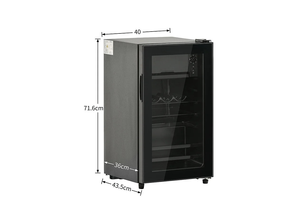 Réfrigérateur 76L avec congélateur et compartiment à légumes - Classe E - avec LED et porte en verre - 42dB - température réglable - 43.5x40x71.6cm