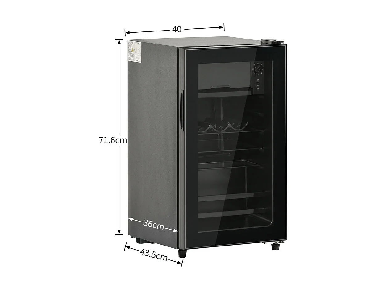 Réfrigérateur 76L avec congélateur et compartiment à légumes - Classe E - avec LED et porte en verre - 42dB - température réglable - 43.5x40x71.6cm