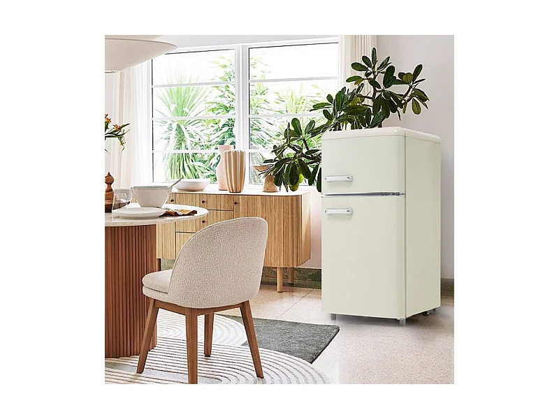 Dubbele deur koelkast met verstelbare en casters - 72L - 120KWH/jaar - Laag geluidsniveau van 39 dB - Klasse E - 45x44x91cm