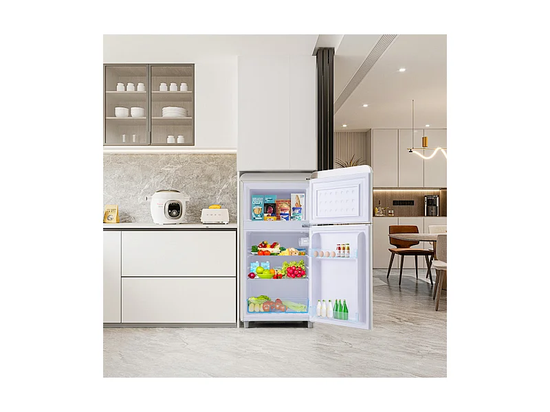 Dubbele deur koelkast met verstelbare en casters - 72L - 120KWH/jaar - Laag geluidsniveau van 39 dB - Klasse E - 45x44x91cm