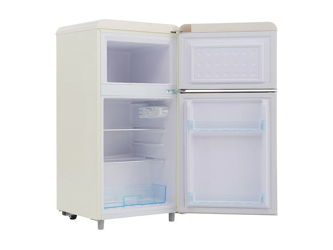 Refrigerador de doble puerta con ajustes y ruedas - 72L - 120kWh/año - Nivel de ruido bajo de 39 dB - Clase E - 45x44x91cm