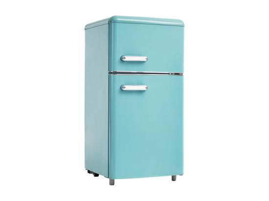 vente unique Réfrigérateur à double porte avec pieds réglables et roulettes - 72L - 120kWh/an - Faible niveau sonore de 39 dB - Classe E - 45x44x91cm