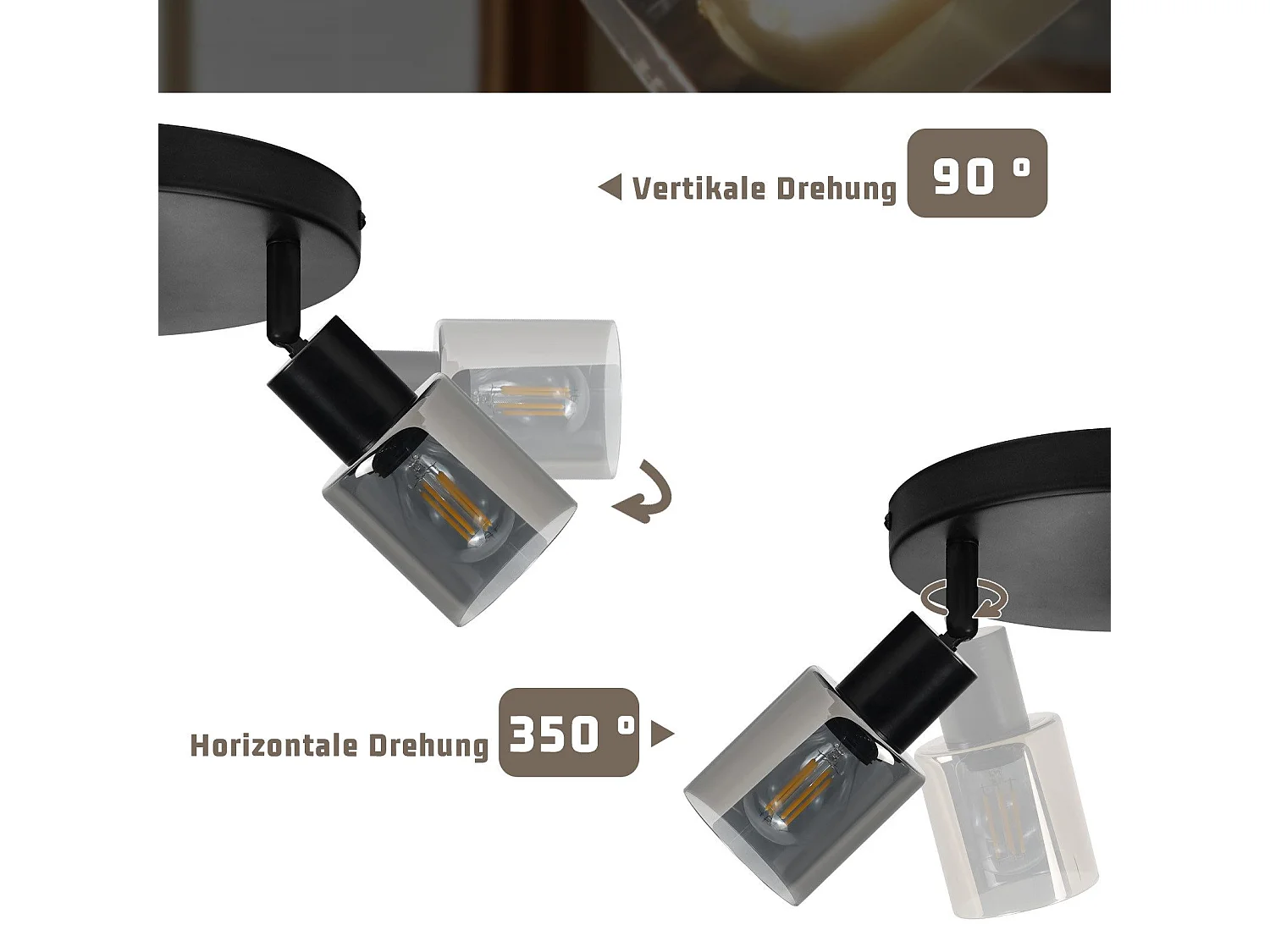 NETTLIFE Deckenleuchte Spot 3 flammig schwarz Industrial E14 Deckenlampe für Wohnzimmer