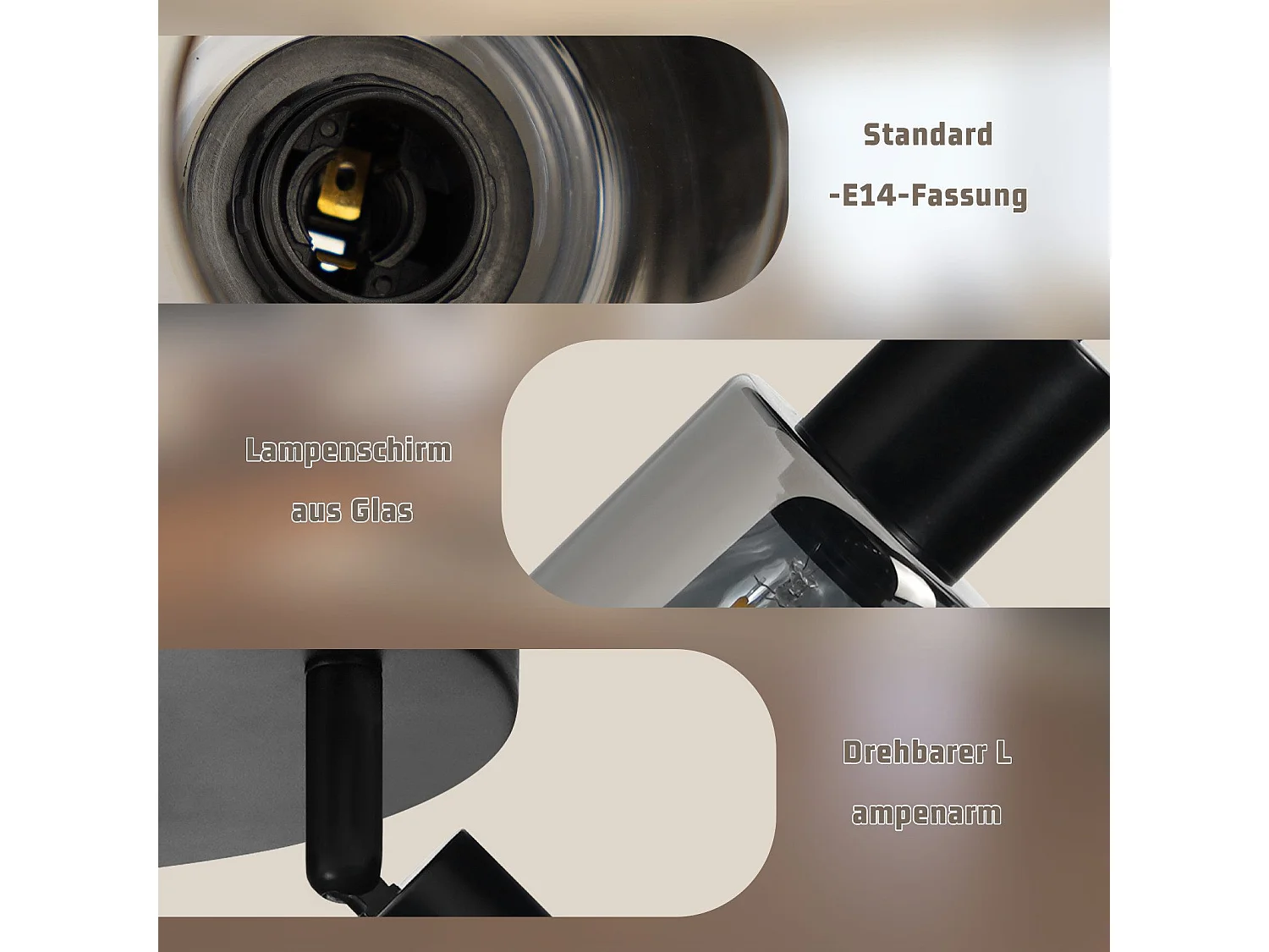 NETTLIFE Deckenleuchte Spot 3 flammig schwarz Industrial E14 Deckenlampe für Wohnzimmer