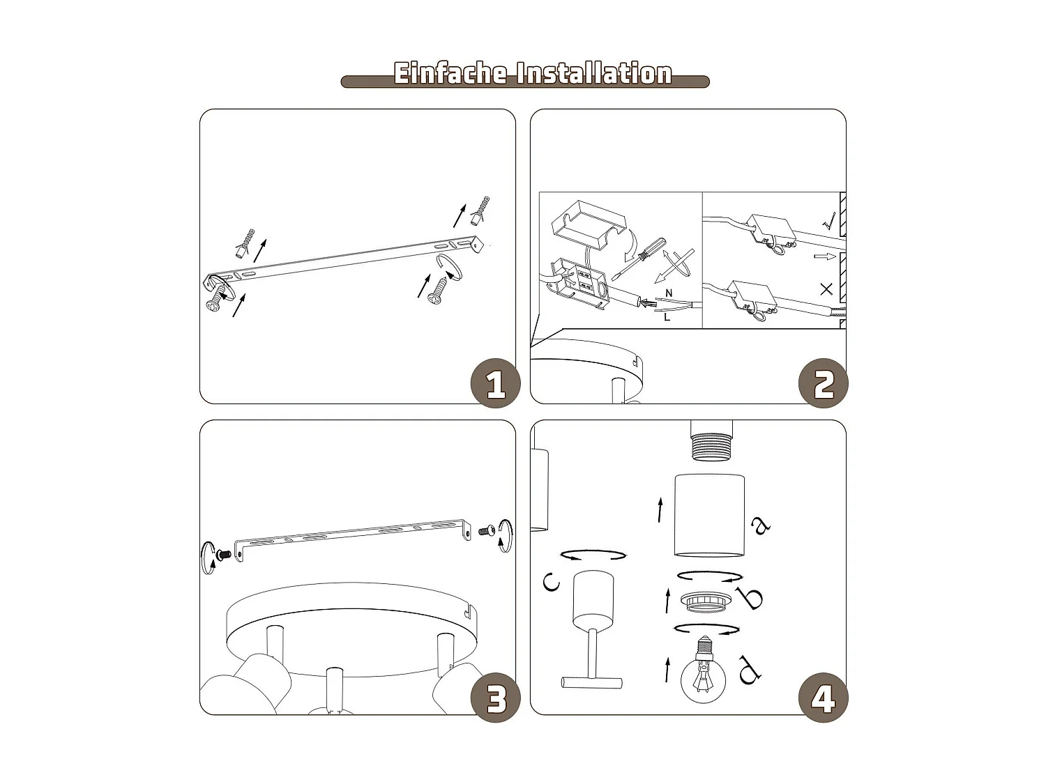 NETTLIFE Deckenleuchte Spot 3 flammig schwarz Industrial E14 Deckenlampe für Wohnzimmer