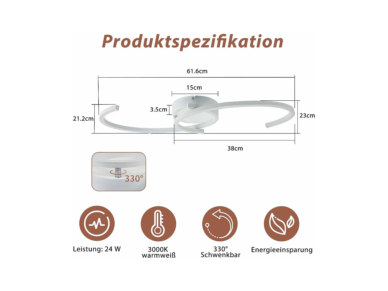 Plafonnier LED NETTLIFE salon 24W plafonnier moderne 3000K pour couloir cuisine