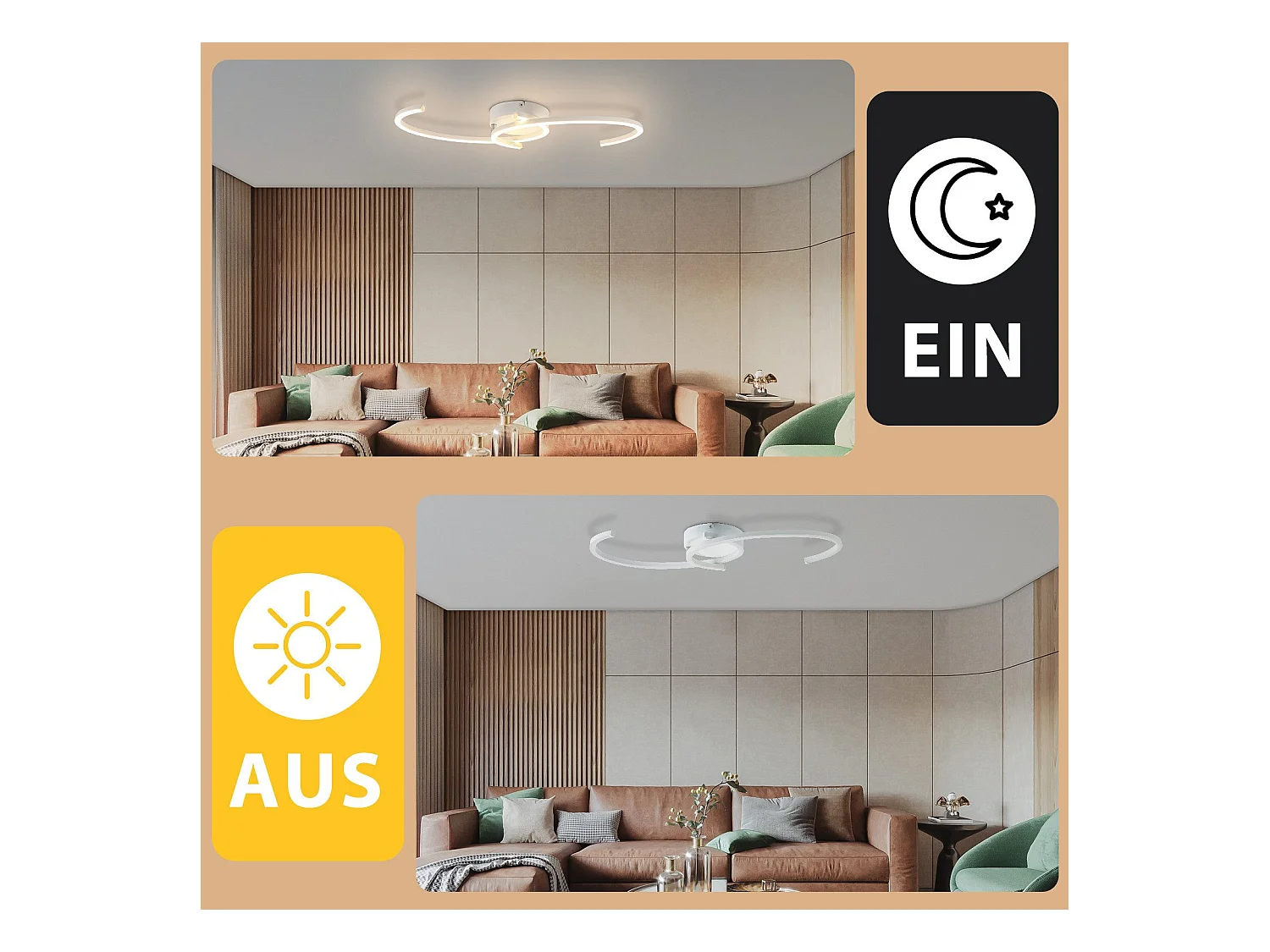 Plafonnier LED NETTLIFE salon 24W plafonnier moderne 3000K pour couloir cuisine