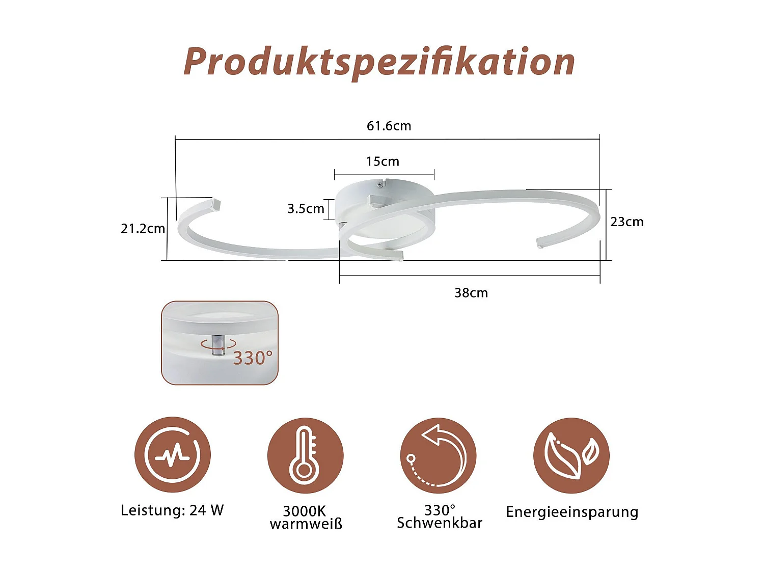 Plafonnier LED NETTLIFE salon 24W plafonnier moderne 3000K pour couloir cuisine