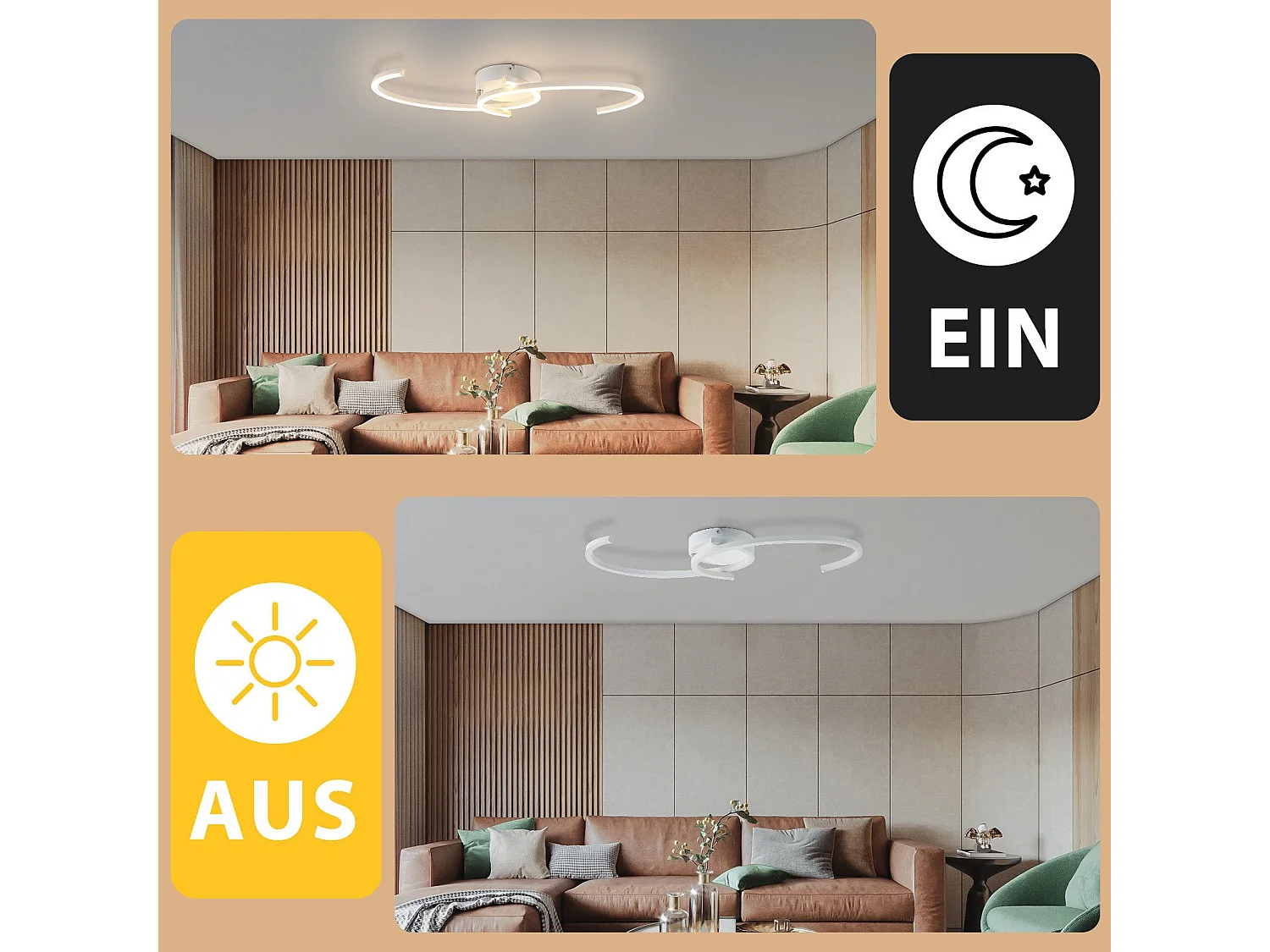 Plafonnier LED NETTLIFE salon 24W plafonnier moderne 3000K pour couloir cuisine