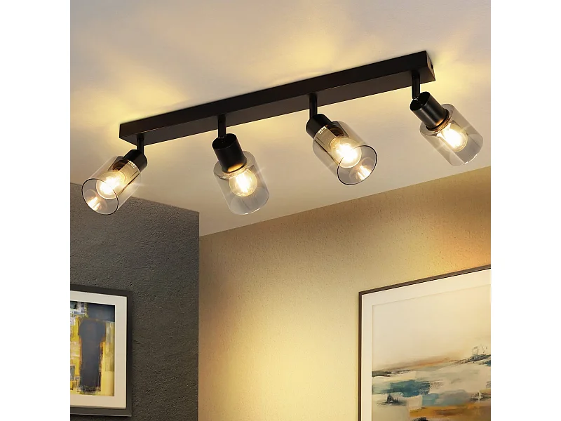 NETTLIFE Lampa sufitowa Spot 4 płomienie Czarny Industrial E14 Lampa sufitowa do salonu