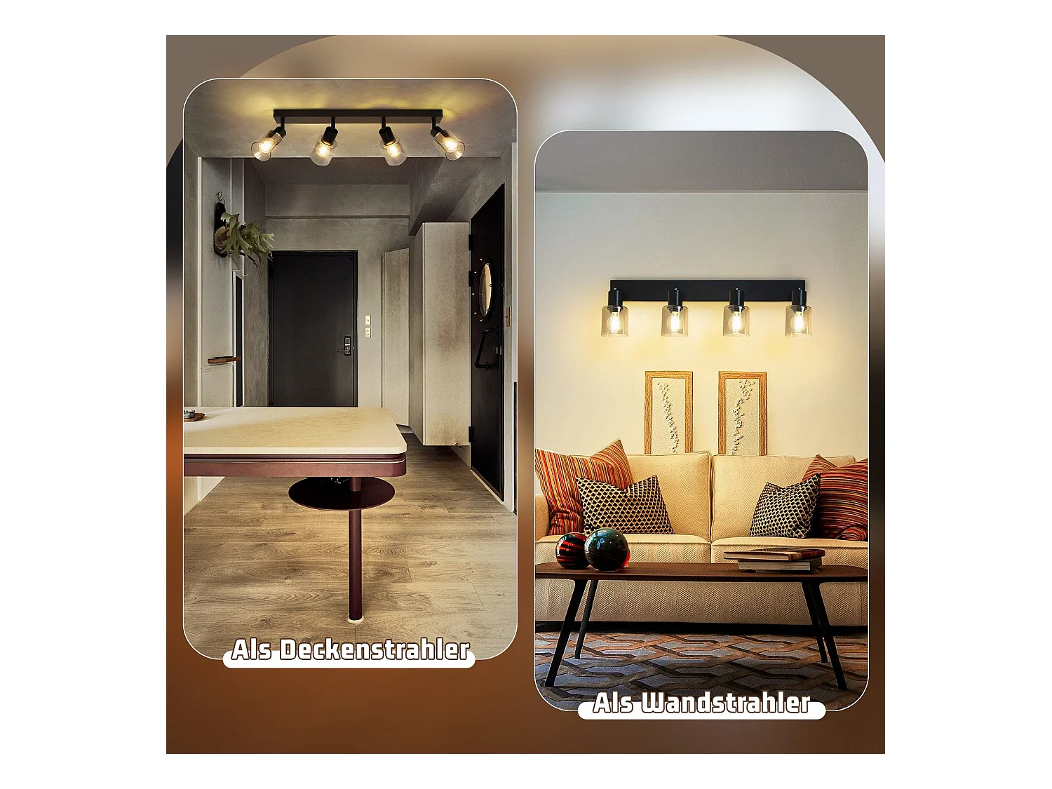 NETTLIFE Plafonnier Spot 4 Flammes Noir Industriel E14 Plafonnier Pour Salon