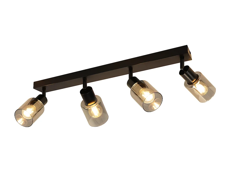 NETTLIFE Plafonnier Spot 4 Flammes Noir Industriel E14 Plafonnier Pour Salon