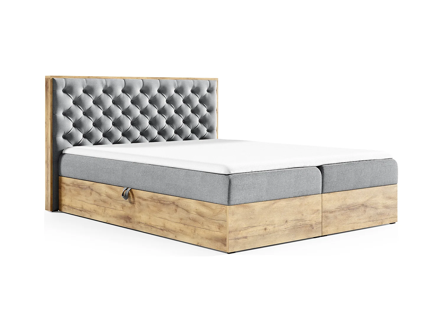 AX LIVING Boxspringbett 140x200 mit Bettkasten Clavio in Stahlgrau