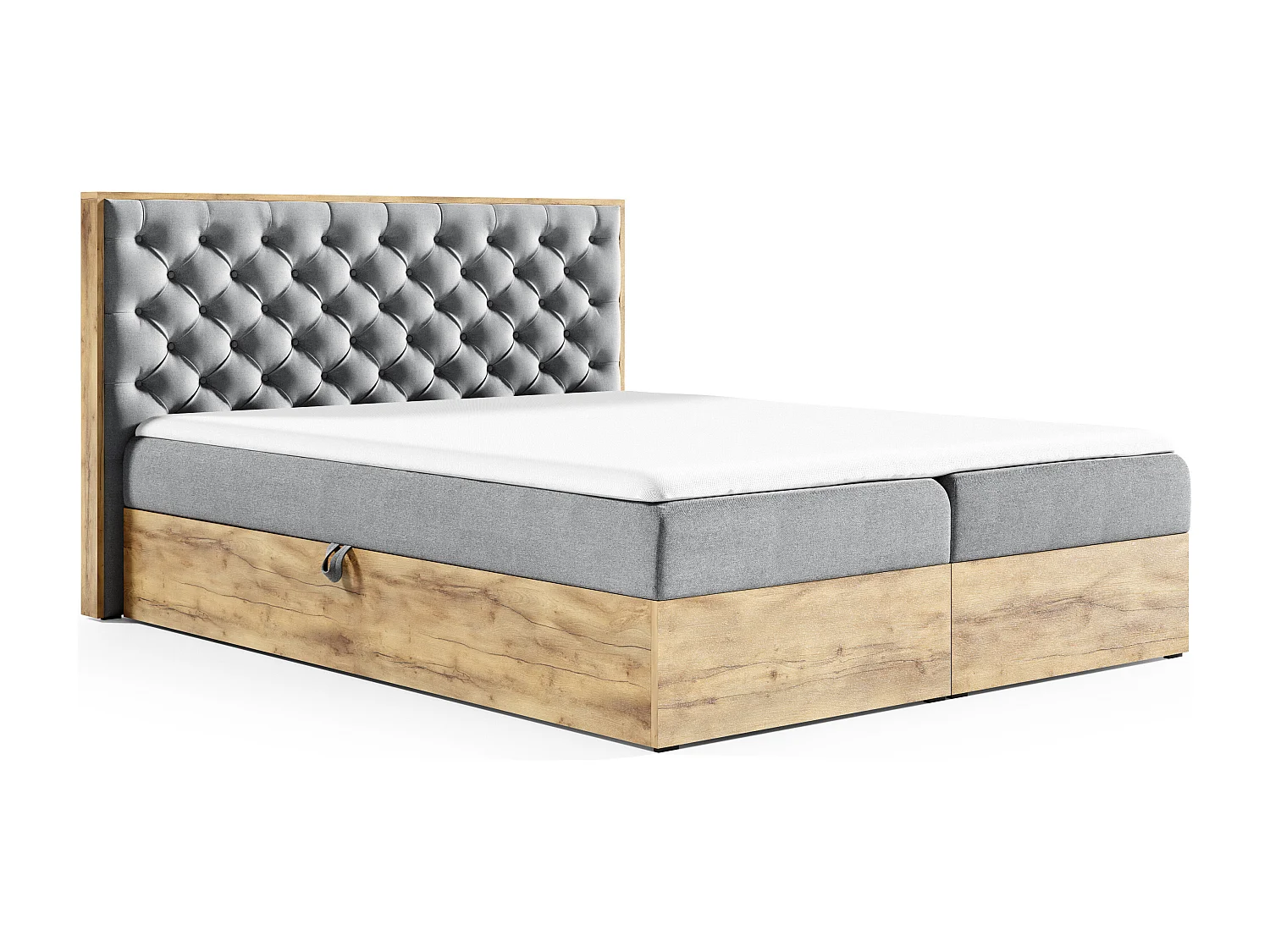 AX LIVING Boxspringbett 140x200 mit Bettkasten Clavio in Stahlgrau