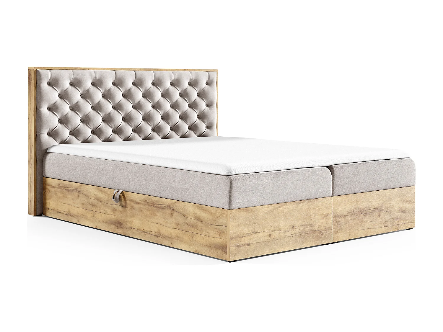 AX LIVING Boxspringbett 140x200 mit Bettkasten Clavio in Beige