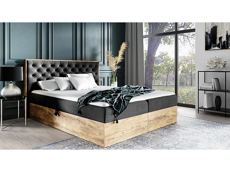 AX LIVING Boxspringbett 180x200 mit Bettkasten Clavio in Schwarz