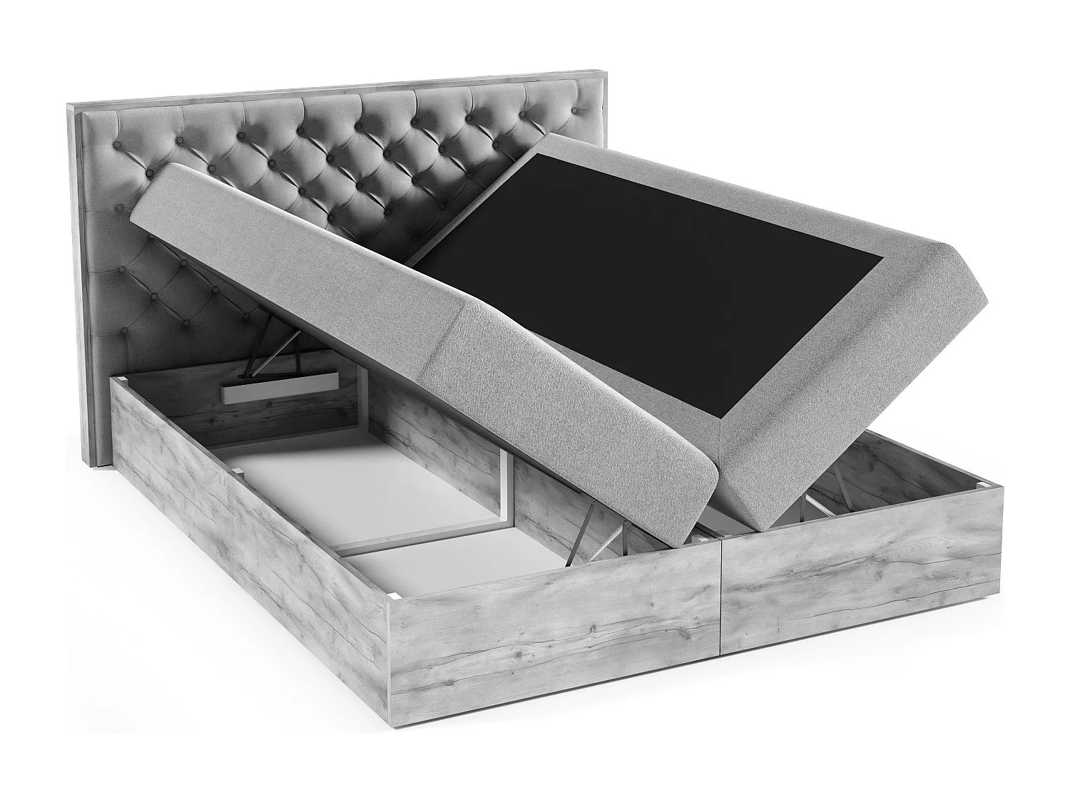 AX LIVING Boxspringbett 180x200 mit Bettkasten Clavio in Beige