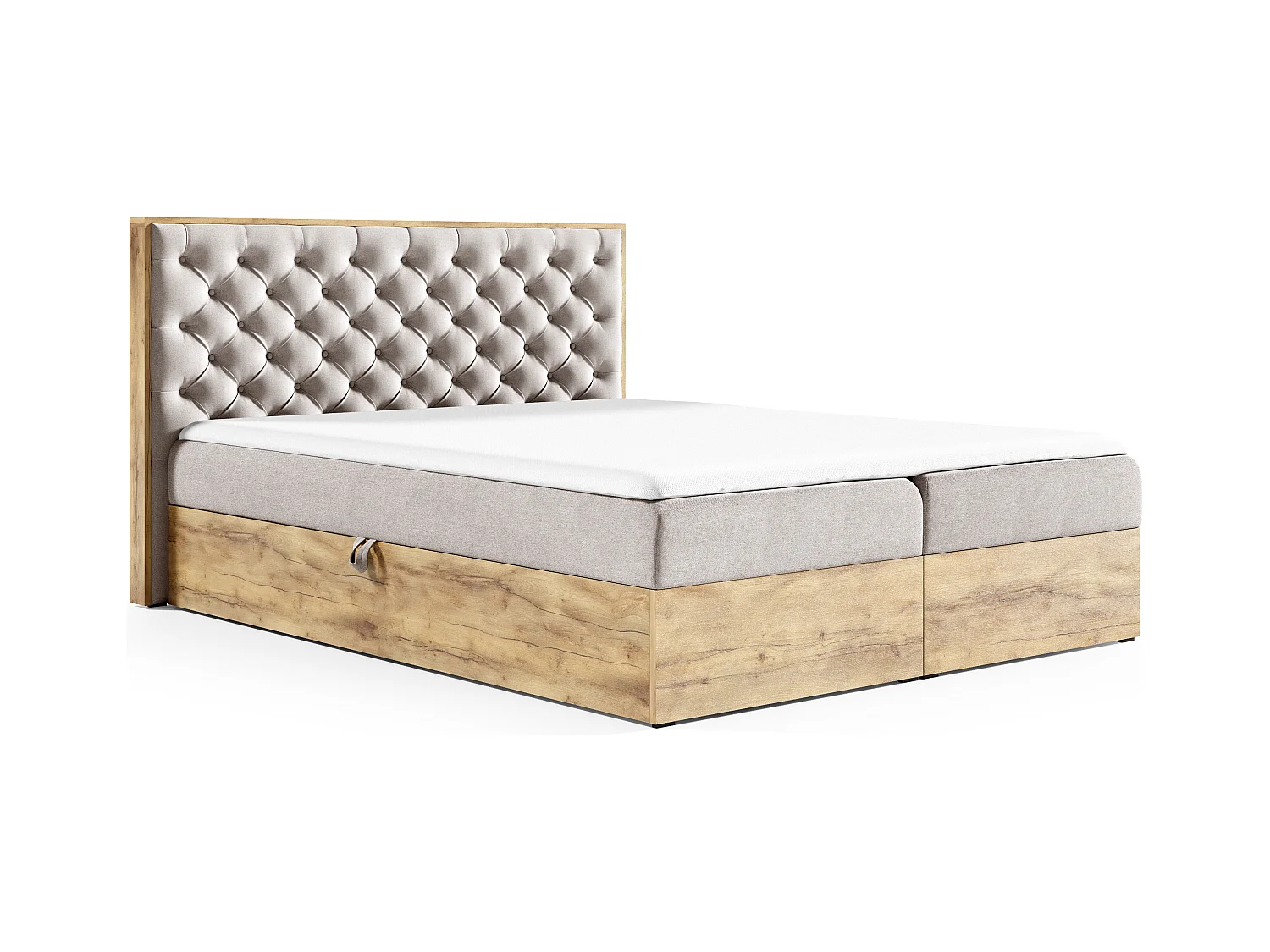 AX LIVING Boxspringbett 160x200 mit Bettkasten Clavio in Beige