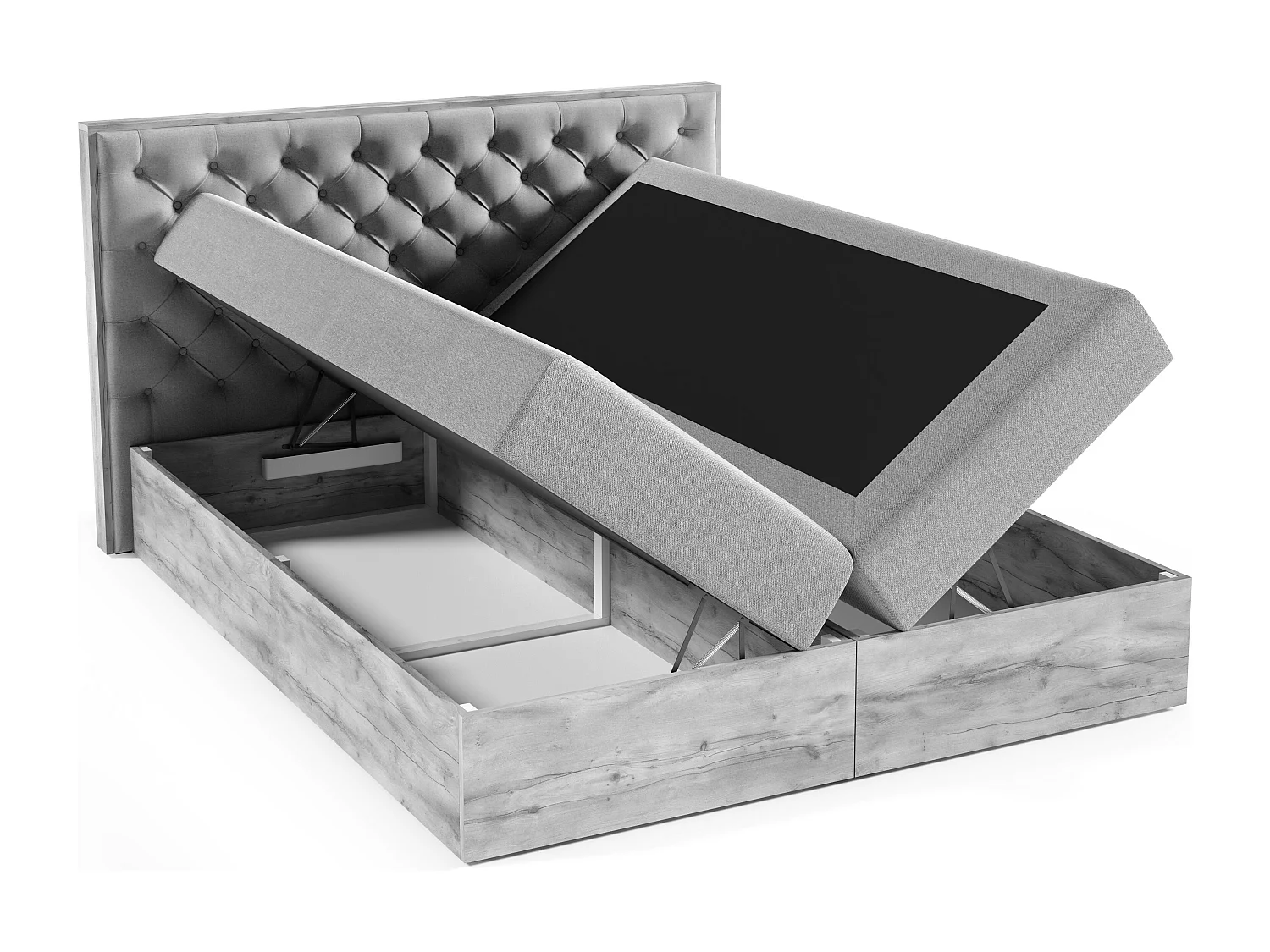 AX LIVING Boxspringbett 160x200 mit Bettkasten Clavio in Beige