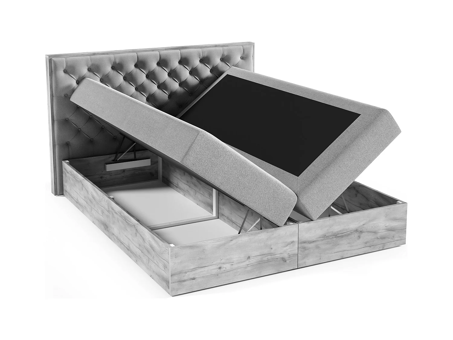 AX LIVING Boxspringbett 140x200 mit Bettkasten Clavio in Schwarz