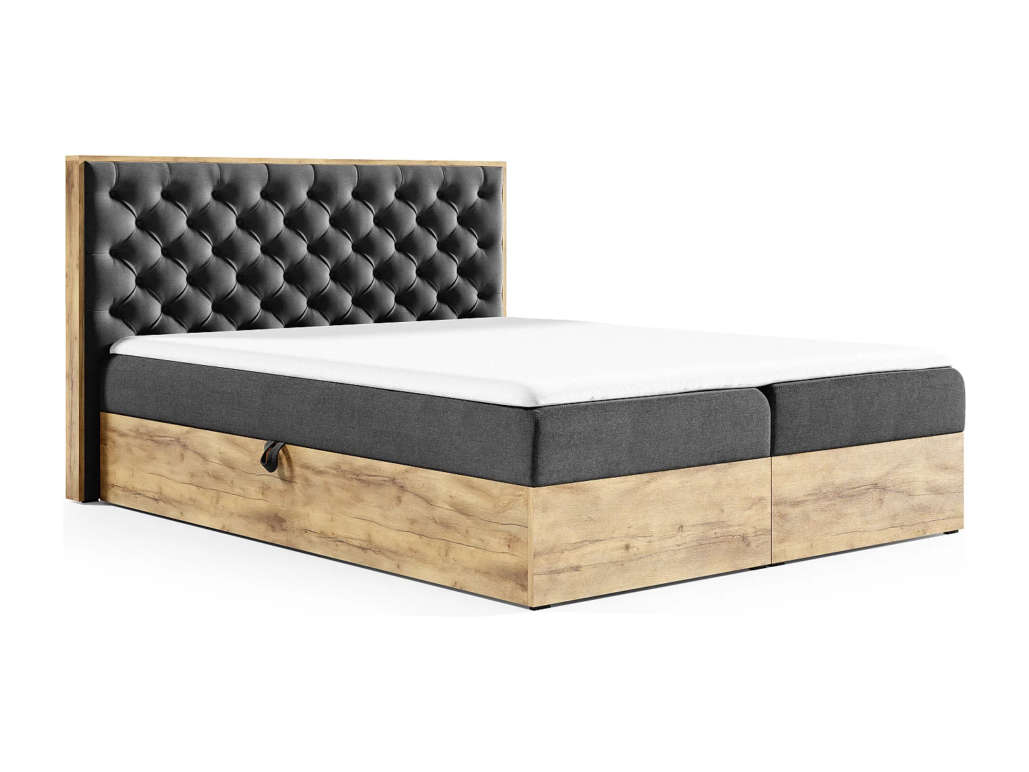 AX LIVING Boxspringbett 140x200 mit Bettkasten Clavio in Schwarz