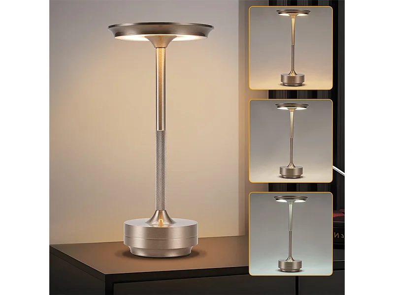 NETTLIFE Lampe de chevet sans fil à piles - Lampe de table LED tactile à intensité variable avec batterie rechargeable USB