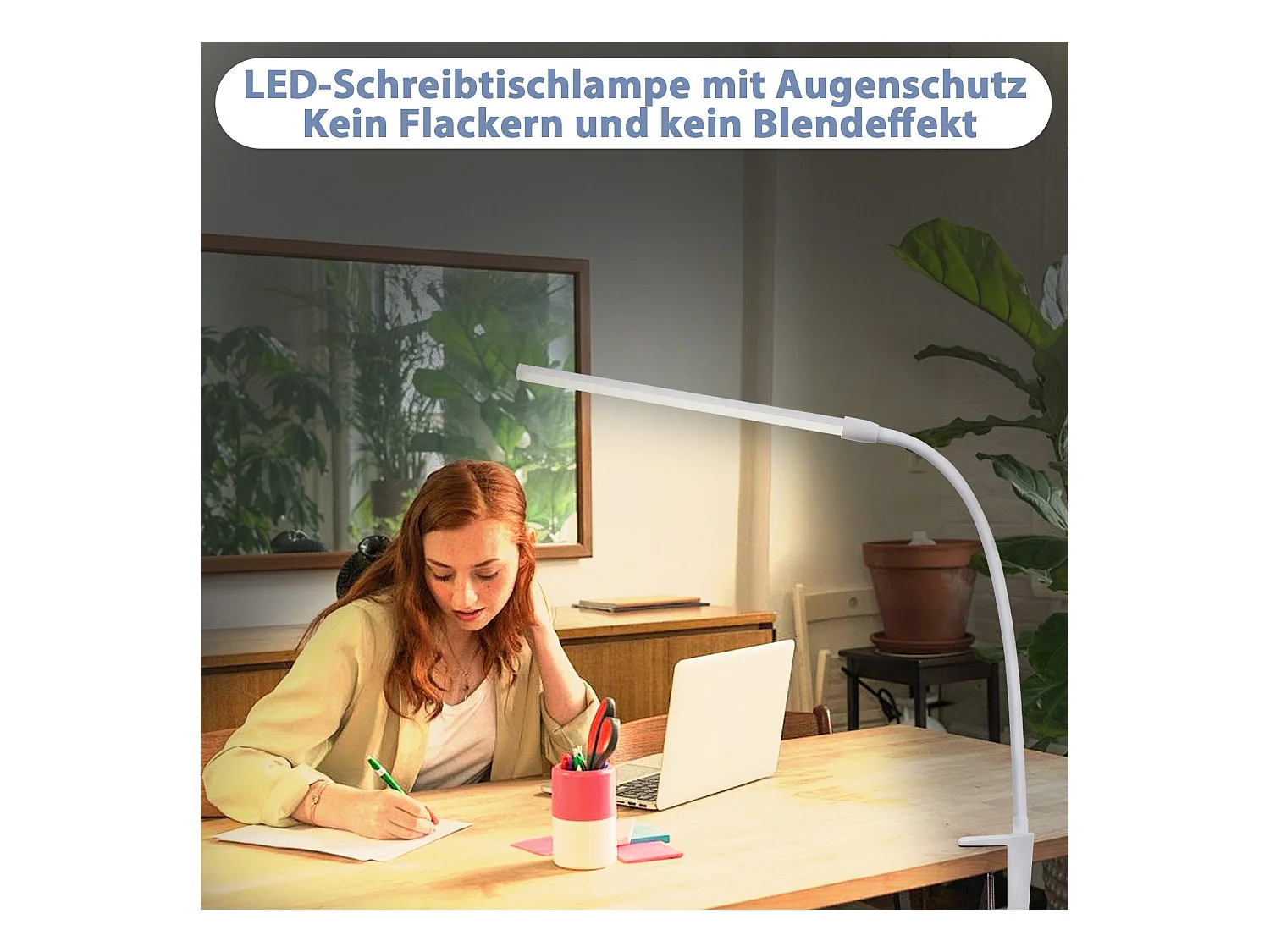 NETTLIFE LED Bureaulamp Daglicht Wit Klemlamp met 3 Kleurtemperaturen 5 Helderheidsniveaus USB Flexibel 5W