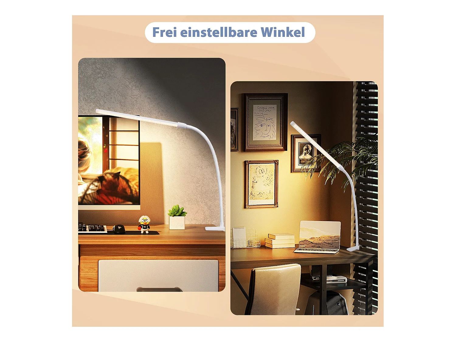 NETTLIFE LED Bureaulamp Daglicht Wit Klemlamp met 3 Kleurtemperaturen 5 Helderheidsniveaus USB Flexibel 5W