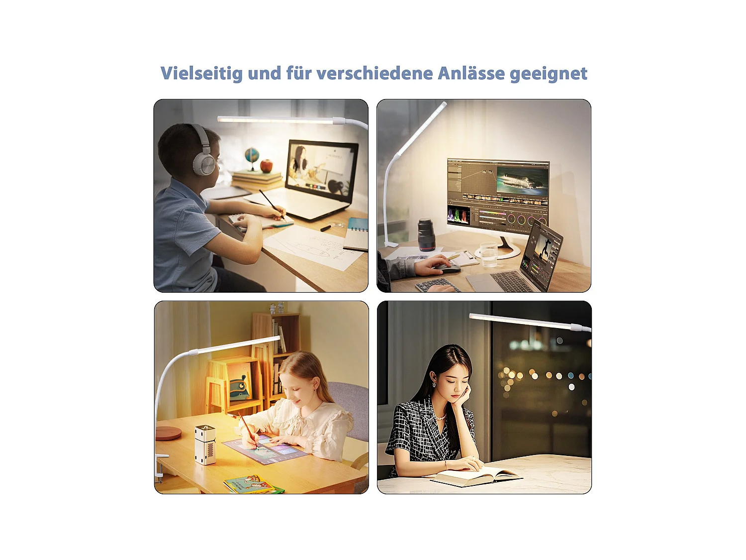 NETTLIFE LED Bureaulamp Daglicht Wit Klemlamp met 3 Kleurtemperaturen 5 Helderheidsniveaus USB Flexibel 5W