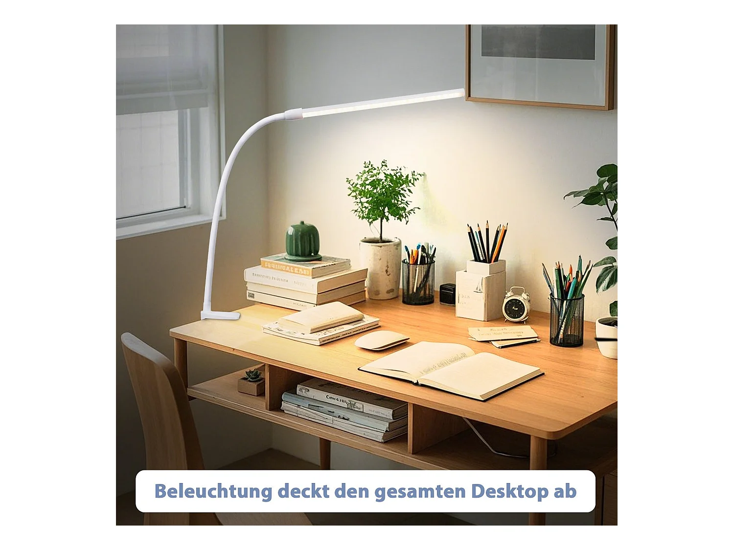 NETTLIFE LED Bureaulamp Daglicht Wit Klemlamp met 3 Kleurtemperaturen 5 Helderheidsniveaus USB Flexibel 5W